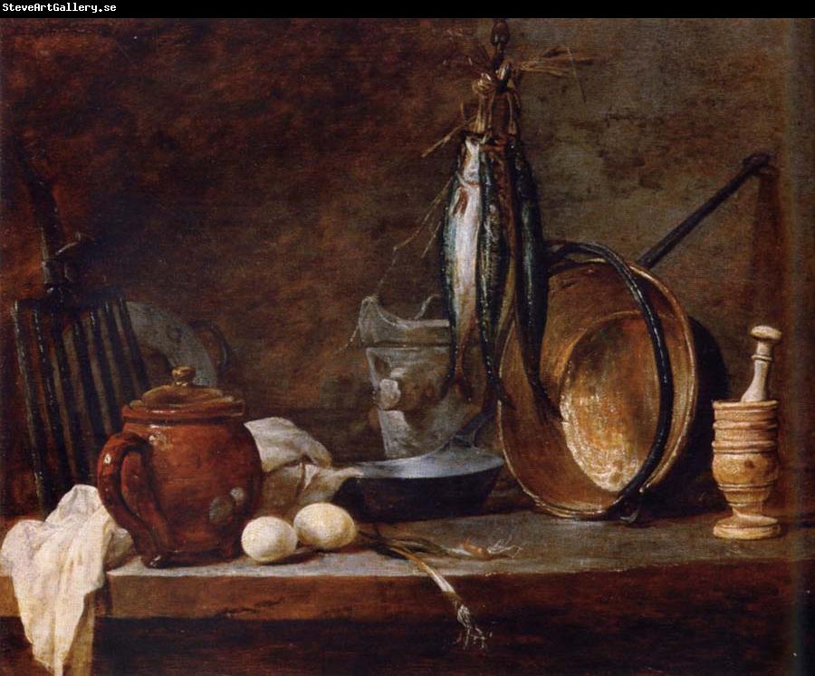 Jean Baptiste Simeon Chardin Lean food with cook utensils